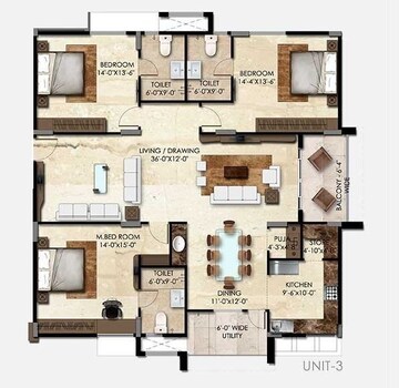  3 BHK Apartment at SMR Vinay Iconia Phase II, Kondapur – for Rent