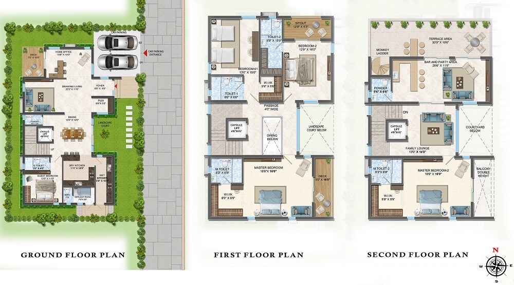 Floor plan of 5 BHK 5200 Sq. Ft. Villa in Speed Constella, Hyderabad