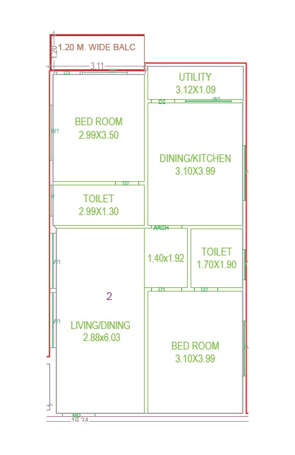 2 BHK 1165 Sq. Ft. Apartment in Spire RR Heritance