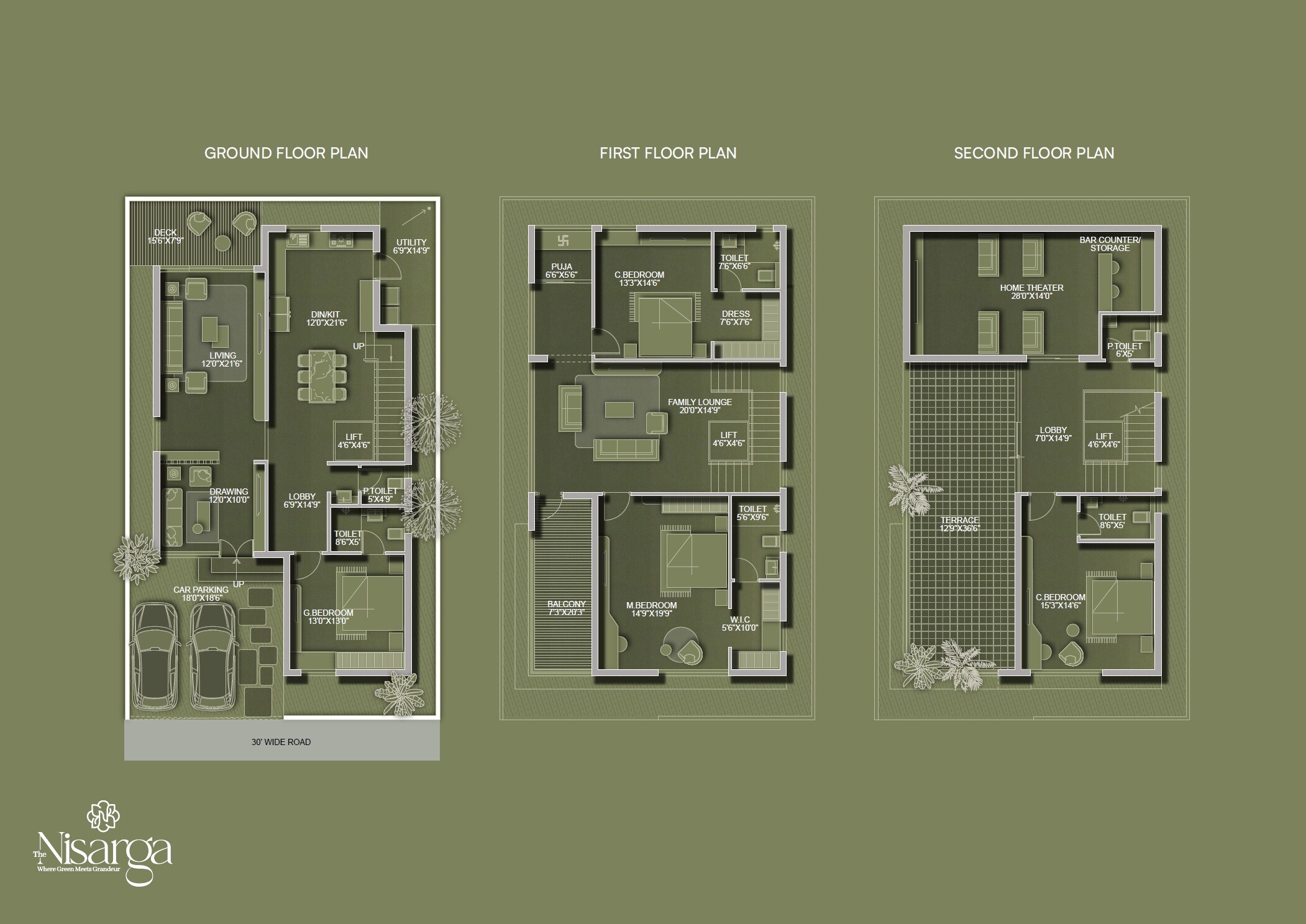 Floor plan of 4 BHK 4250 Sq. Ft. Villa in SR The Nisarga, Hyderabad