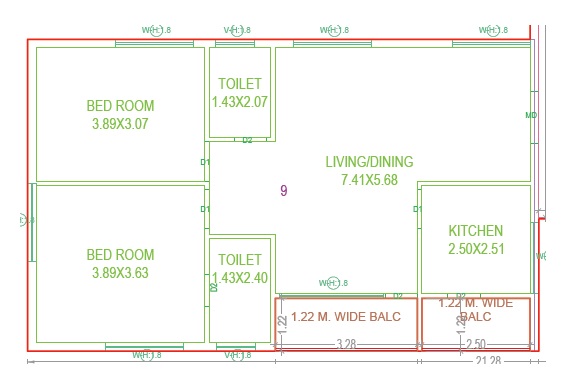 2 BHK 1245 Sq. Ft. Apartment in SRC Water Edge