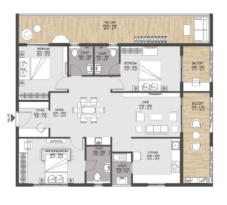 3 BHK 2020 Sq. Ft. Apartment