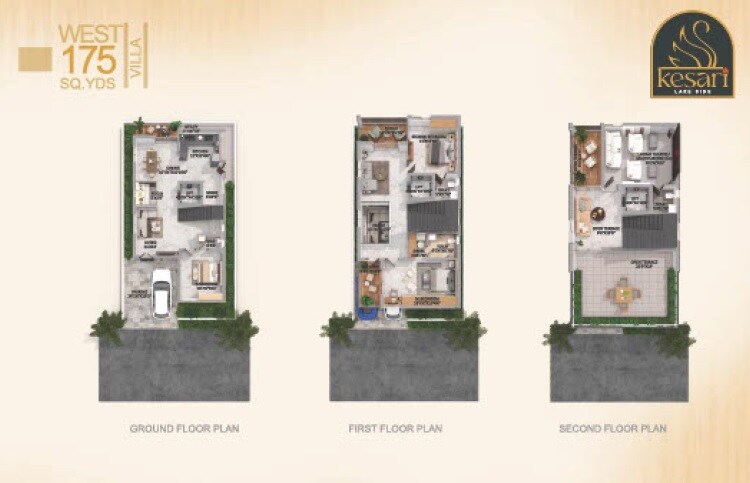 Floor plan of 3 BHK 1575 Sq. Ft. Villa in Sree Kesari Lakeside, Hyderabad