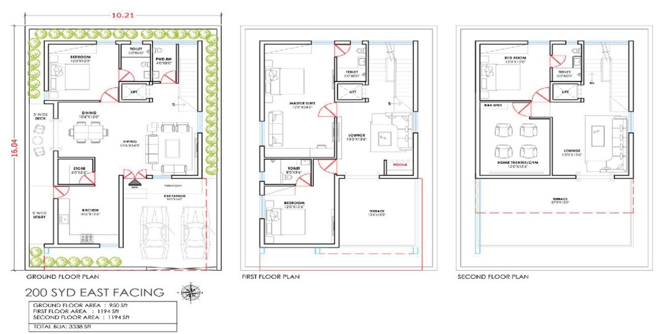 Floor plan of 4 BHK 3338 Sq. Ft. Villa in Sreenidhi Luxury Park 2, Hyderabad