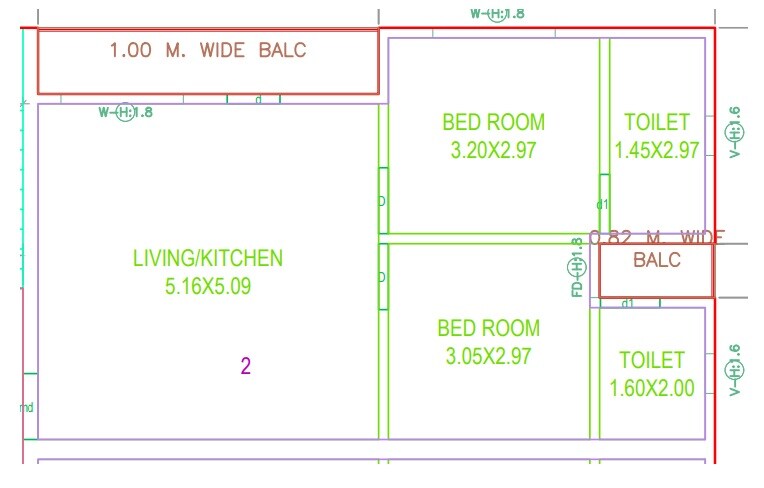 Floor plan of 2 BHK 706 Sq. Ft. Apartment in Sreenidhi Nithyanirmala, Hyderabad