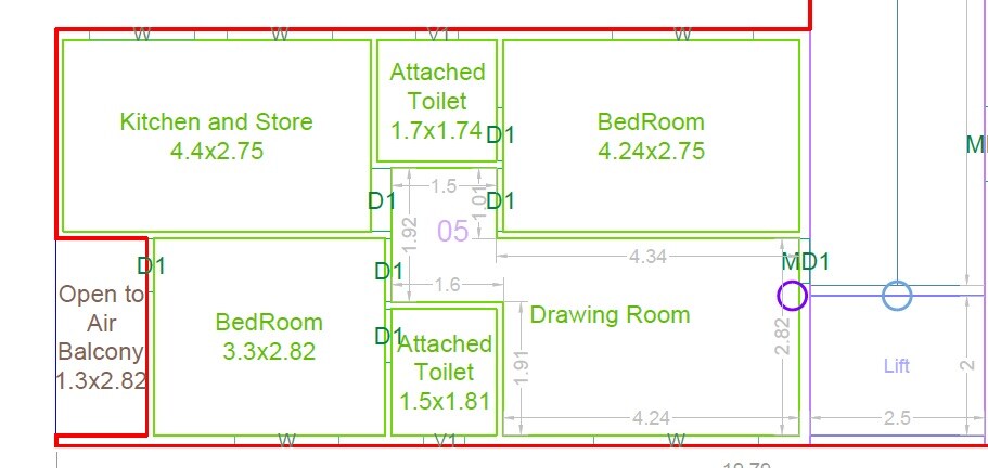 Floor plan of 2 BHK 1199 Sq. Ft. Apartment in Sreenidhi Sistaparipalaka, Hyderabad