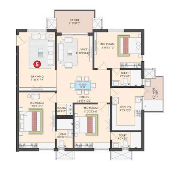 sri aditya athena apartment 3bhk 1945sqft 121