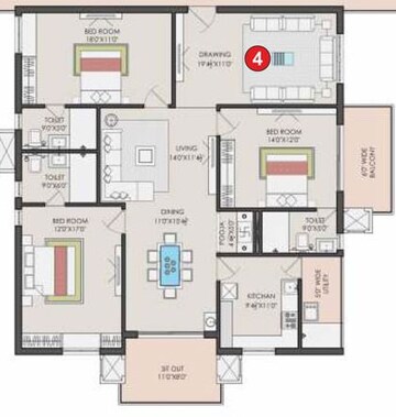  3 BHK Apartment at Sri Aditya Athena, Shaikpet – for Sale