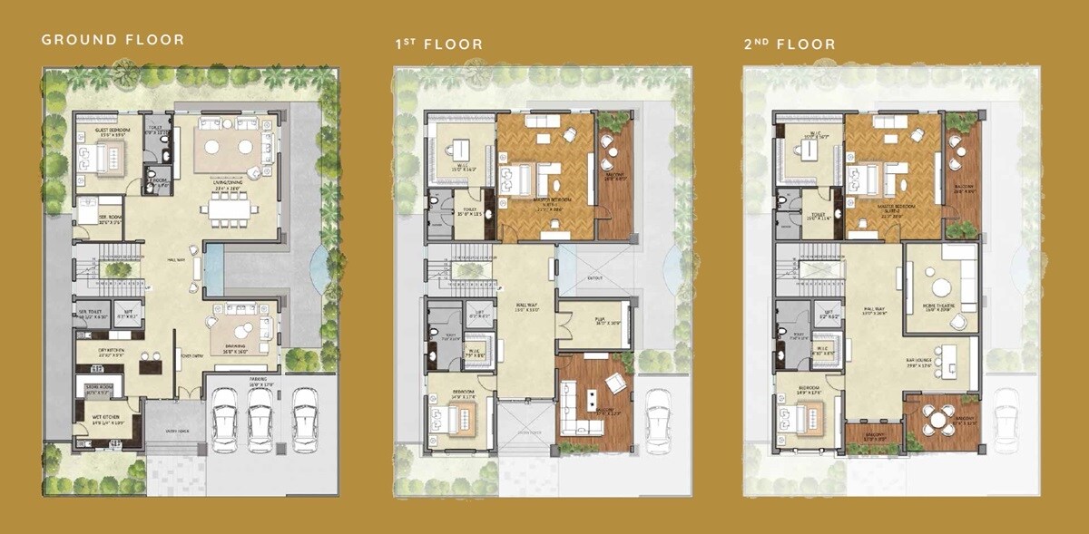 Floor plan of 5 BHK 6190 Sq. Ft. Villa in Sri Aditya Hidden Coves, Hyderabad