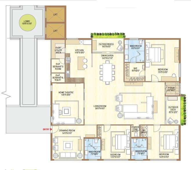 3 BHK 4043 Sq. Ft. Apartment in Sri Aditya Lifestyle