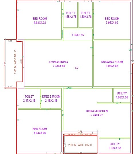 3 BHK 3489 Sq. Ft. Apartment