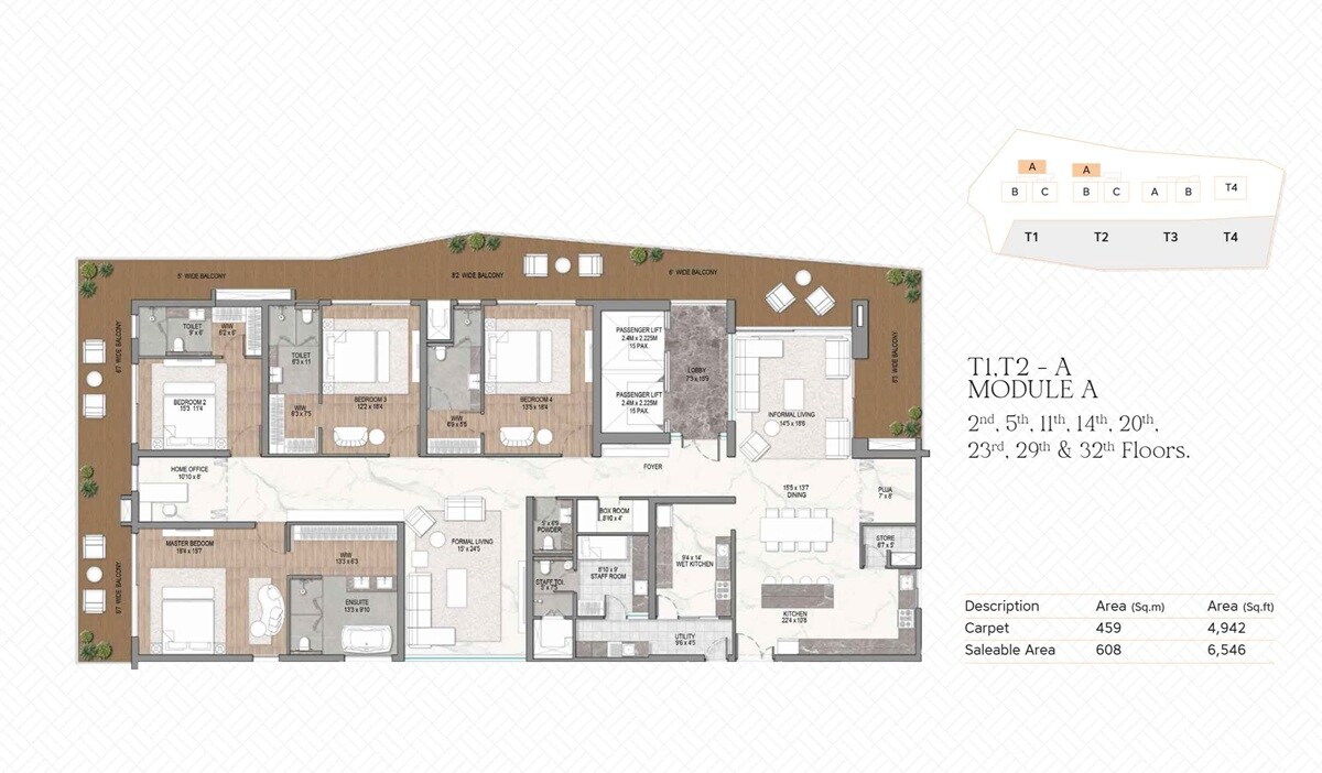 Floor plan of 4 BHK 6546 Sq. Ft. Apartment in Sri Aditya Vantage, Hyderabad