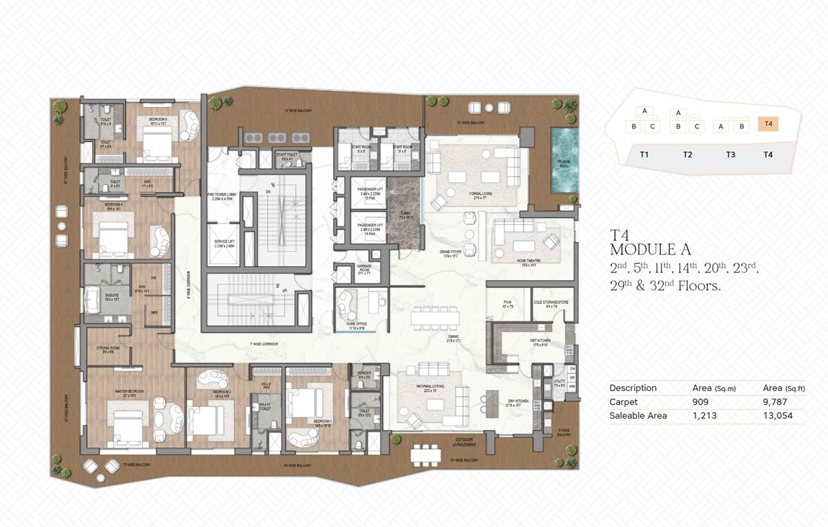 Floor plan of 5 BHK 13054 Sq. Ft. Apartment in Sri Aditya Vantage, Hyderabad