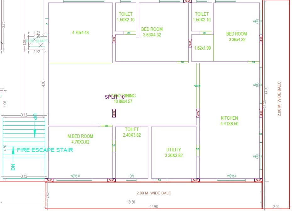 Floor plan of 3 BHK 2900 Sq. Ft. Apartment in Sri Aira, Hyderabad