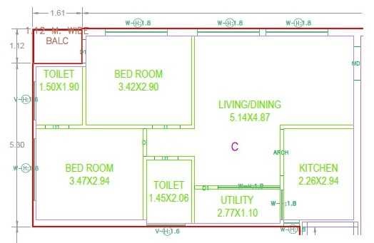 2 BHK 1075 Sq. Ft. Apartment in Sri Ankura Pride