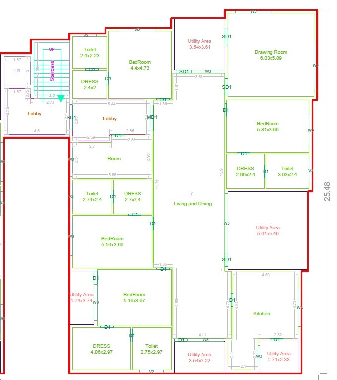 Floor plan of 4 BHK 3206 Sq. Ft. Apartment in Sri Auranta Heights, Hyderabad