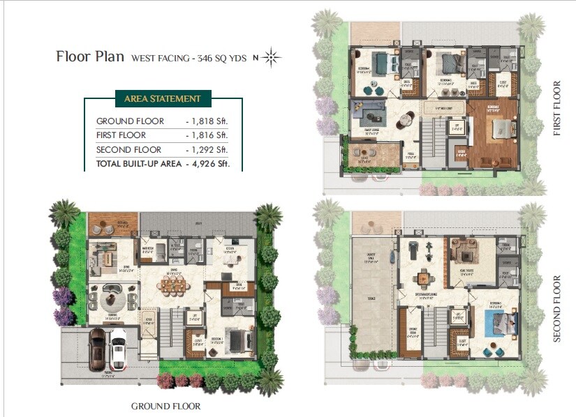 Floor plan of 5 BHK 4926 Sq. Ft. Villa in Sri Fortune Chateau, Hyderabad
