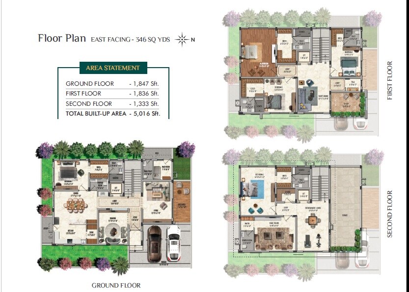 Floor plan of 5 BHK 5016 Sq. Ft. Villa in Sri Fortune Chateau, Hyderabad