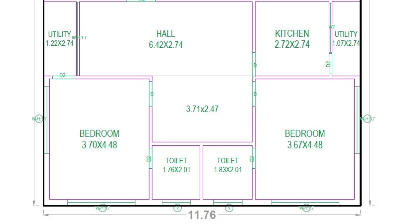 Floor plan of 2 BHK 1323 Sq. Ft. Apartment in Sri Ganesh Sai Residency, Hyderabad