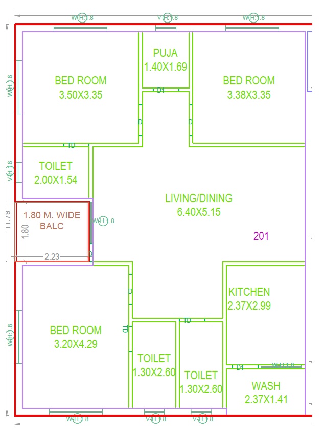 3 BHK 1600 Sq. Ft. Apartment in Sri Kamakshi Residency Uppal