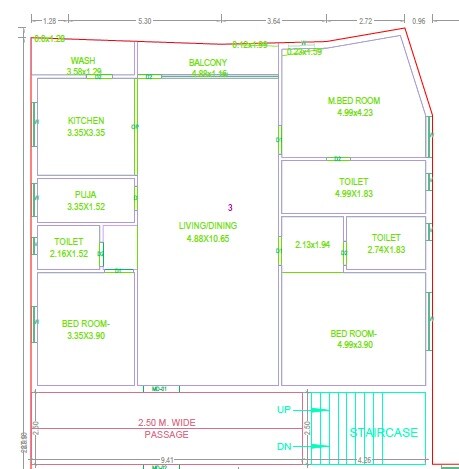 Floor plan of 3 BHK Apartment - 2734 sq. ft. in Sri Kaustubham Marvel House, Hyderabad
