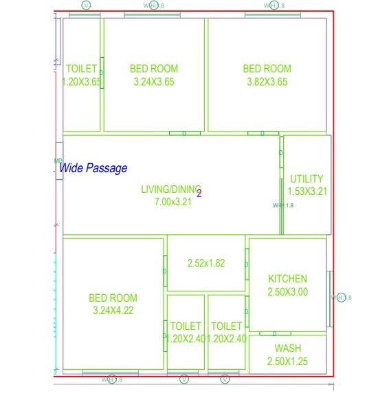 Floor plan of 3 BHK 1590 Sq. Ft. Apartment in Sri Lakshmi Sai Greens, Hyderabad