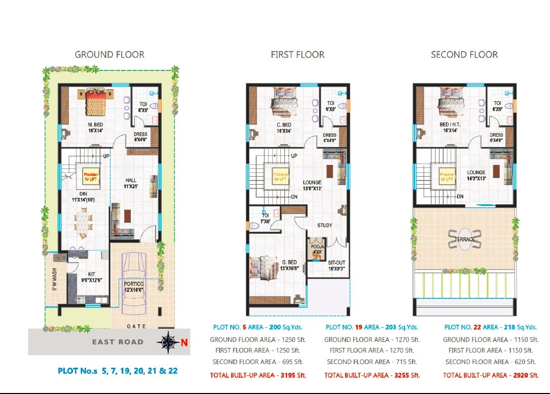 Floor plan of 3 BHK 2930 Sq. Ft. Villa in Sri Manidweepam Villas, Hyderabad