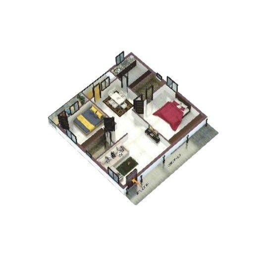 Floor plan of 2 BHK 1150 Sq. Ft. Apartment in Sri Nidhi Indraprastha Residency, Hyderabad
