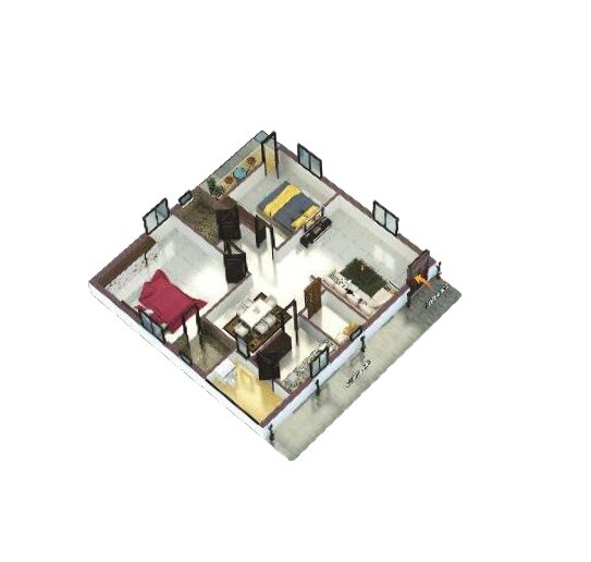 Floor plan of 2 BHK 1160 Sq. Ft. Apartment in Sri Nidhi Indraprastha Residency, Hyderabad