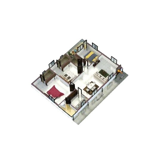 Floor plan of 3 BHK 1500 Sq. Ft. Apartment in Sri Nidhi Indraprastha Residency, Hyderabad