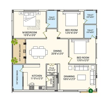  3 BHK Apartment at Sri Saikrishna Prime, Kondapur – for Rent