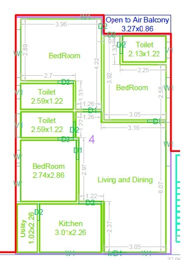 3 BHK 1122 Sq. Ft. Apartment