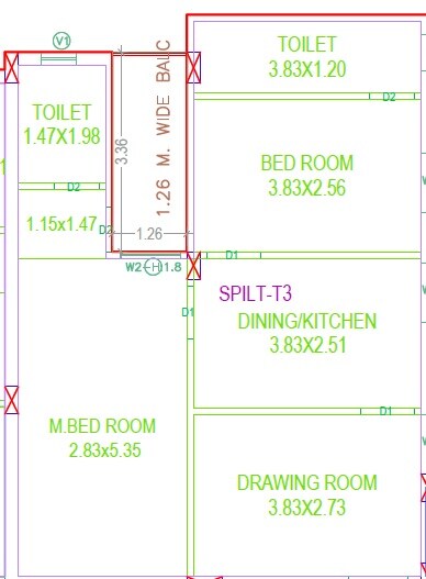 Floor plan of 2 BHK Apartment - 885 sq. ft. in Sri SSVD Heights, Hyderabad