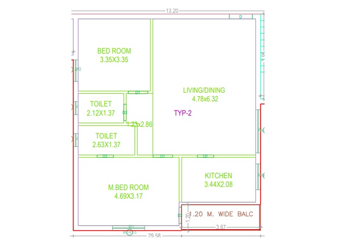 2 BHK 1305 Sq. Ft. Apartment in Sri Susthitha Sumukha