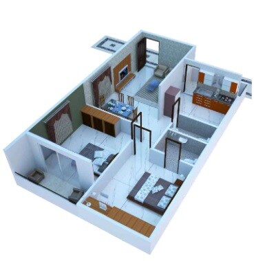 Floor plan of 2 BHK 1152 Sq. Ft. Apartment in Sri Tirumala Pride, Hyderabad