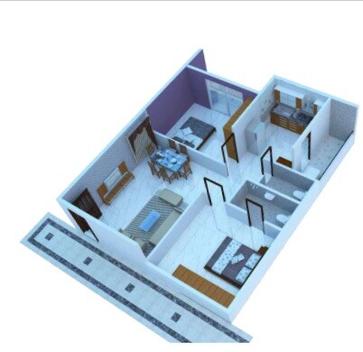 Floor plan of 2 BHK 1270 Sq. Ft. Apartment in Sri Tirumala Pride, Hyderabad