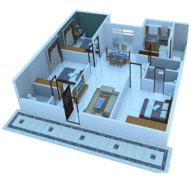 Floor plan of 3 BHK 1647 Sq. Ft. Apartment in Sri Tirumala Pride, Hyderabad