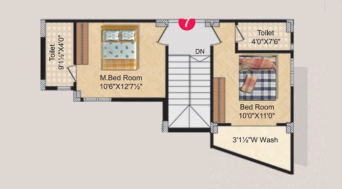 Floor plan of 2 BHK 1350 Sq. Ft. Apartment in Sri Tirumalas Vidya Vihar, Hyderabad