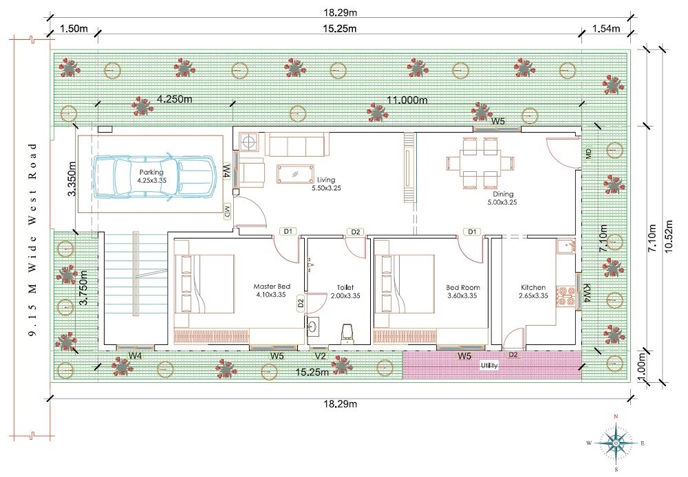 Floor plan of 2 BHK 1250 Sq. Ft. Villa in Sri Vedatraye Hari Hara Enclave, Hyderabad
