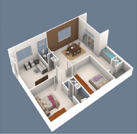 Floor plan of 2 BHK 1621 Sq. Ft. Apartment in Sri Vyshnav Gardenia, Hyderabad