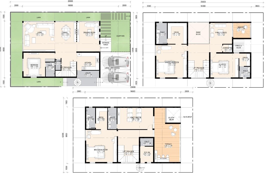 Floor plan of 4 BHK 2700 Sq. Ft. Villa in Srias The Boat Club, Hyderabad