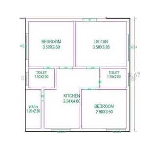 2 BHK 1150 Sq. Ft. Apartment in Srikaram Residency