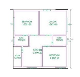 Floor plan of 2 BHK 1150 Sq. Ft. Apartment in Srikaram Residency, Hyderabad