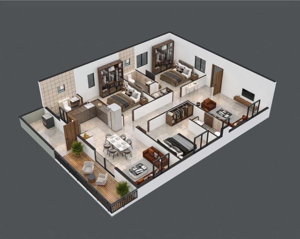 Floor plan of 2 BHK 2032 Sq. Ft. Apartment in Srinidhi Akshaya Residency, Hyderabad