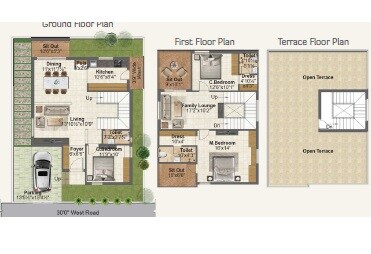 Floor plan of 3 BHK 2189 Sq. Ft. Villa in Srinidhi Hill Park, Hyderabad