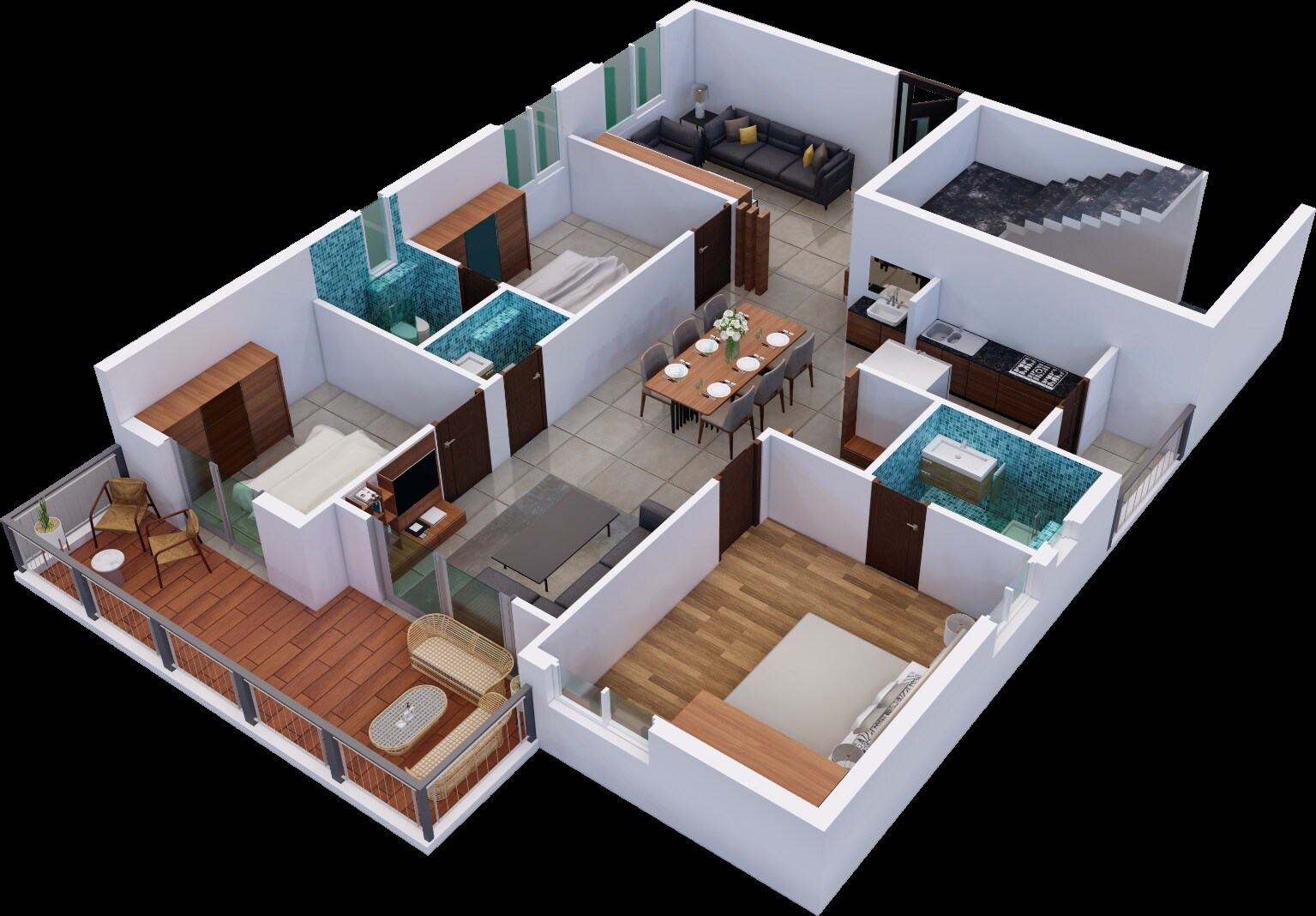 Floor plan of 3 BHK 2160 Sq. Ft. Apartment in Srinivasa Emerald Greens, Hyderabad