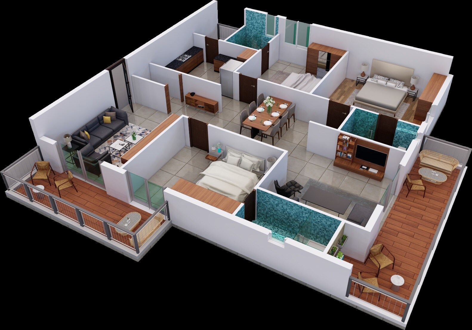Floor plan of 3 BHK 2990 Sq. Ft. Apartment in Srinivasa Emerald Greens, Hyderabad