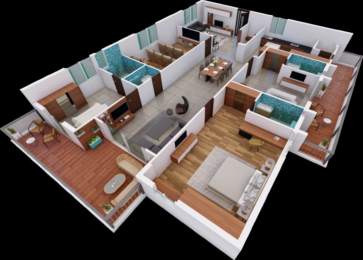 Floor plan of 4 BHK 3800 Sq. Ft. Apartment in Srinivasa Emerald Greens, Hyderabad
