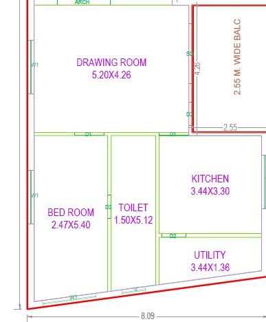 Floor plan of 1 BHK Apartment - 1592 sq. ft. in Sripradha Satyusha, Hyderabad