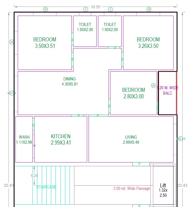 3 BHK 1540 Sq. Ft. Apartment in Sritas Green Villa